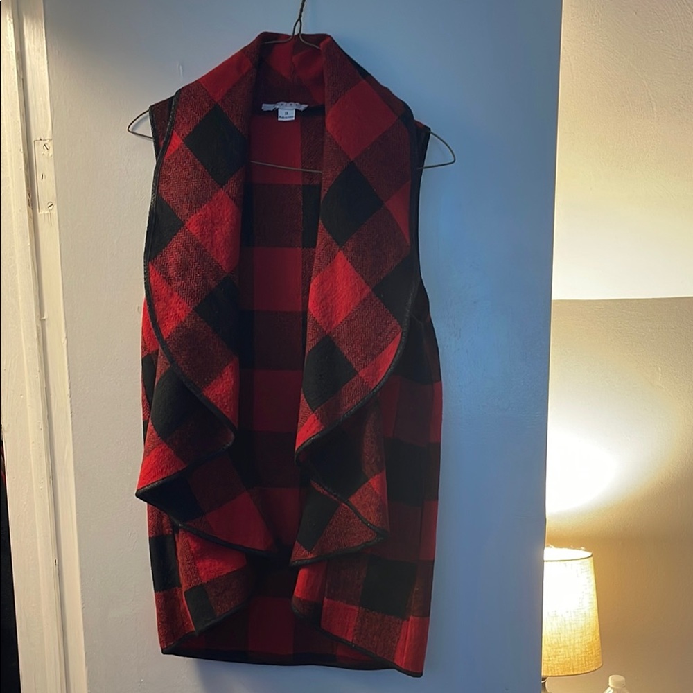 FAVLUX Red and Black Buffalo Plaid Check Vest